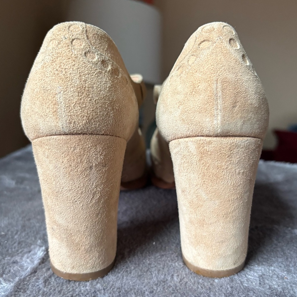 Vintage Anne Klein suede leather brogue loafer heels 5.5 - Picture 9 of 14